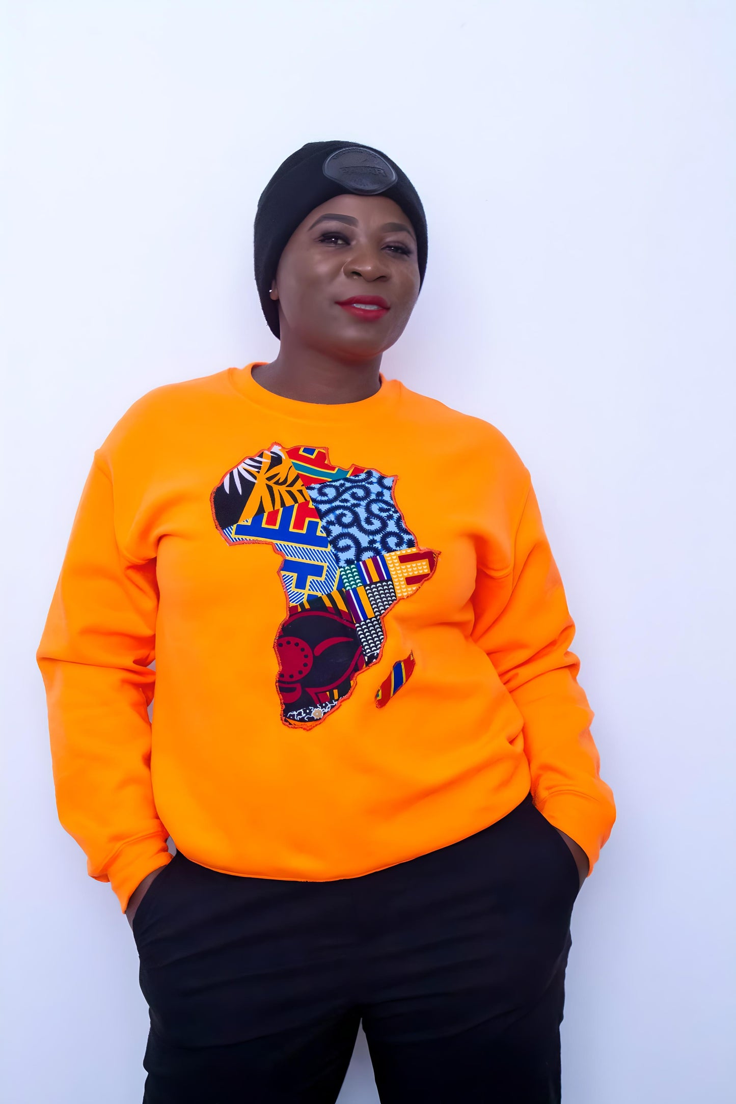 Safety orange African map sweatshirt