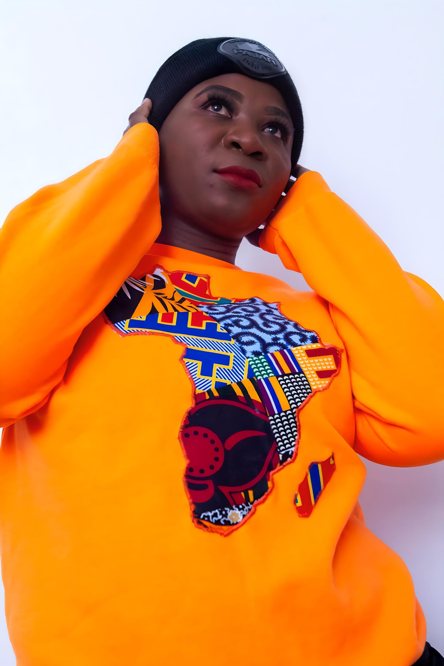 Safety orange African map sweatshirt